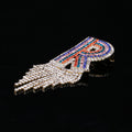 Multicolor Crystal Letter R Brooch with Chain Fringe view 6
