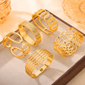 Gold Steel Geometric Hinge Bangles Links Wave Mesh Bars view 4