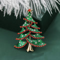 Green Crystal Christmas Tree Brooch With Red Garland view 1