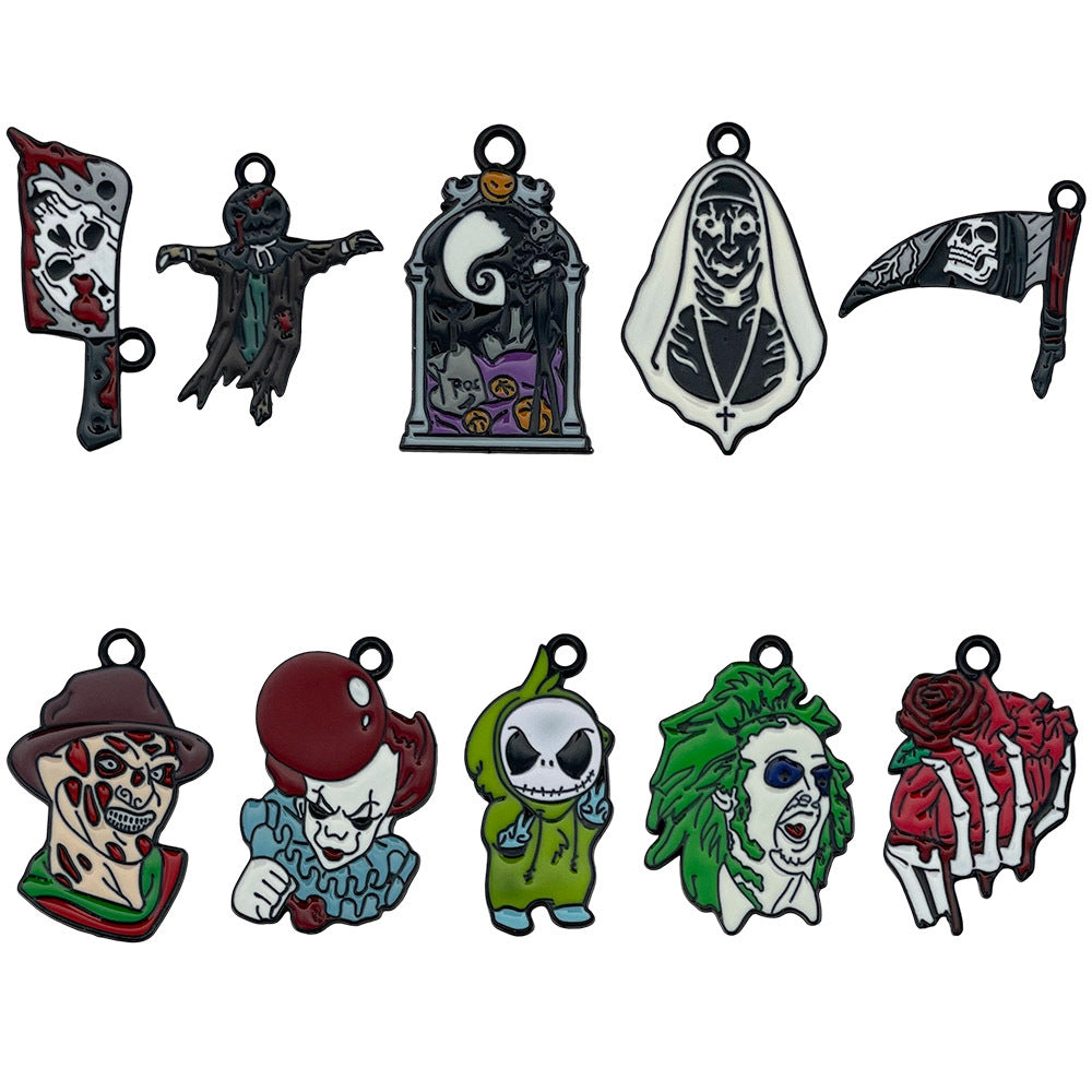 Enamel Zinc Alloy Halloween Skull Devil Charm Pendant for DIY Necklace Keychain Jewelry