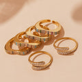 Open Stainless Steel Zircon Heart Wave and Geometric Bypass Rings view 1