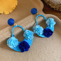 Colorful Floral Hoop Statement Earrings Fashion Jewelry Accessory view 1
