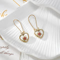 Gold Tone Heart-Shaped Pressed Flower Drop Earrings in Seven Designs view 2