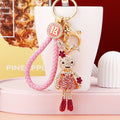 Crystal Long Leg Rabbit Keychains in Plain and Braided Loop Options view 2