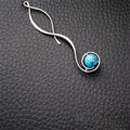 Silver-Tone Wave Drop Earrings with Blue Turquoise Bead, Brass view 4
