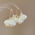 Fabric Flower Hoop Earrings in Four Soft Colorways view 8