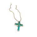 Gold Green Crystal Cross Silver Pink Crystal Cross Pair view 5