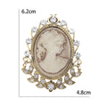 Oval Cameo Portrait Brooch With Crystal Leaf Frame in Two Finishes view 5