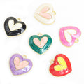 Layered Enamel Heart Charms in Gold and Silver Tones, Six Colors view 3