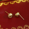 Gold Tone Interwoven Knot Compact Sculptural Stud Earrings view 3