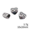 Engraved MOM Heart Large Hole Metal Beads in Two Finishes view 5