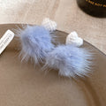 Heart Post Long Bar Pom Pom Earrings in Four Color Styles view 9