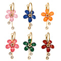 Resin Flower and Crystal Tassel Hoop Earrings in Twelve Colors view 5