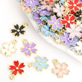 Five Petal Enamel Flower Charms in Six Colors and Two Metal Tones view 1