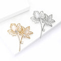 Openwork Double Maple Leaf Brooch in Silver or Gold view 4