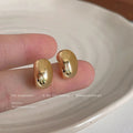 Gold Polished Bean Crescent Moon Stud Earrings Pair view 3