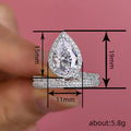 White Gold Tone Pear Halo Crystal Wrap Band Ring Sizes 6-10 view 4