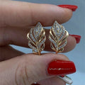 Leaf-Shaped Multi-Rail Hinged Earrings In Gold And Silver Tones view 1