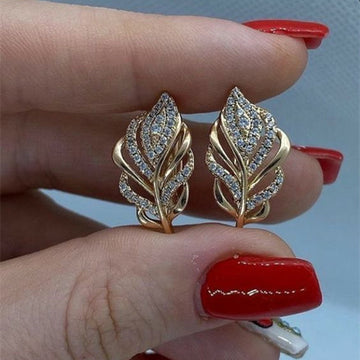 Leaf-Shaped Multi-Rail Hinged Earrings In Gold And Silver Tones