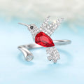 Silver Hummingbird Open Adjustable Ring Colorful Alloy view 9