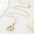 Gold Tone Sculpted Sun Realistic Eyeball Pendant Necklaces view 2