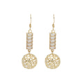 Gold Baguette Crystal Hollow Filigree Ball Drop Earrings view 4