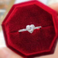 Silver Tone Clear Heart Halo Pave Band Finger Ring view 1