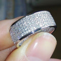 Silver Five Row Pavé CZ Wide Band Finger Ring Sizes 6-10 view 1