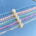Five Color Sparkling Round Bead Necklaces With Carabiner Clasps view 1