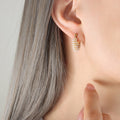 Gold U-Shape Hoop Earrings With Multi-Row Faux Pearls view 4