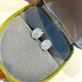 Cushion Cluster Clear Stone Stud Earrings In Silver Tone view 4