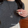 Black Cord White Heart and Flower Pendant Necklaces view 2