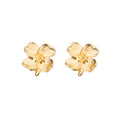 Translucent Gold Tone Four Petal Flower Statement Stud Earrings view 5