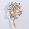Rhinestone Flower Stem Brooch Clear Crystal Floral Pin view 7