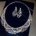 Silver Rhinestone Necklace Earring Sets Crystal Bracelets view 4