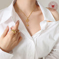 Gold Letter D Cube Drop Pendant Necklace Bar Link Chain view 3