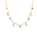 Gold Crescent Moon Multicolor Rhinestone Charm Necklace view 5