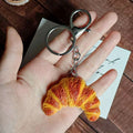 Croissant Figure Keychain with Split Ring and Snap Hook view 3