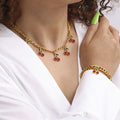 Red Crystal Cherry Charm Necklace and Bracelet Collection view 1
