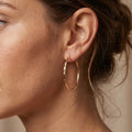 Rose Gold Diamond Cut Textured Thin Oval Hoop Earrings view 1