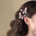 Butterfly Alligator Hair Clip With Pearl Like Drop In Four Colors view 2