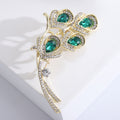 Crystal Calla Lily Spray Brooch With Polished Metal And Sculpted Decorative Details view 4