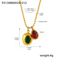 Gold Ball Chain Teardrop Zircon Pendant Necklace Color Combos view 10