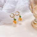 Orange Crystal Fruit Drop Earrings Gold Huggie and Heart Styles view 6