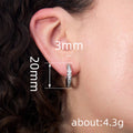 Silver Tone Channel Set CZ Huggie Hoop Earrings Pair view 4