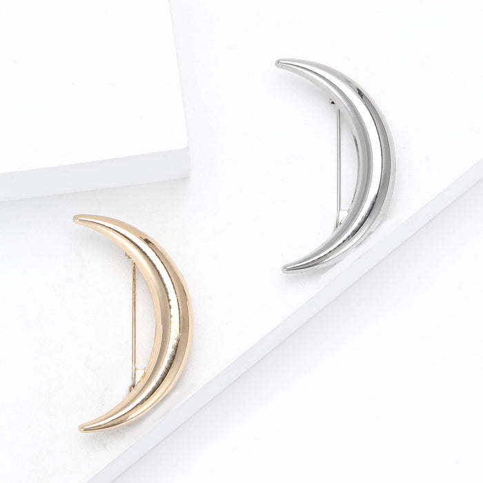 Polished Crescent Moon Brooch Decorative Lapel Pin