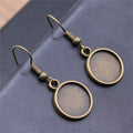 Round Cabochon Tray Dangle Earrings in Two Antique Finishes view 9