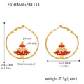 Gold Red Enamel Christmas Tree Zircon Necklace Bracelet Earrings view 6