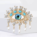 Crystal Eye Brooch with Pearl Fringe in Two Iris Colors view 4