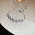 Silver Tone Five Bow Crystal Slider Bracelet With Fine Box Chain view 3